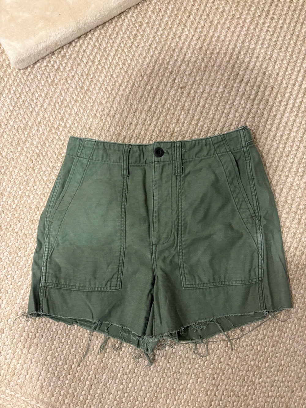 Madewell Green Frayed-Hem Utility Shorts